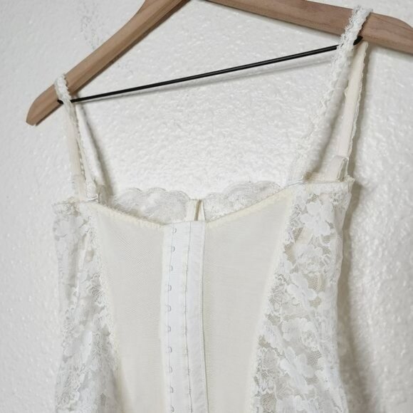 Dolores For Poriette Vintage Floral Lace Bustier Corset Garters Size 34 White - Picture 7 of 9